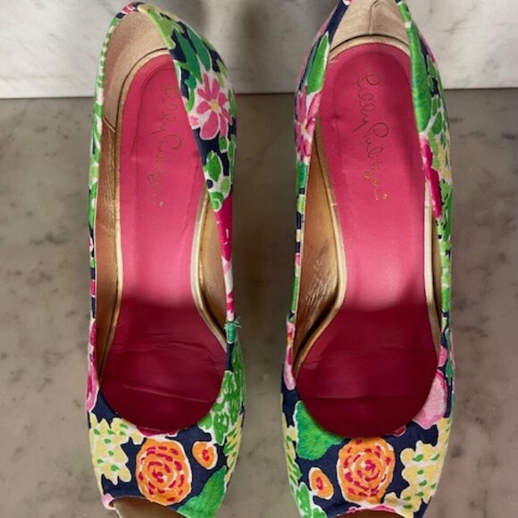 LILLY PULITZER Resort Chic Wedge Mini Getaway Garden Peep Toe Espadrille… - Picture 5 of 16